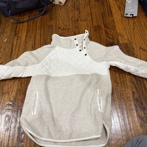 Abercrombie & Fitch Cream and White Quilted Turtleneck Sweater